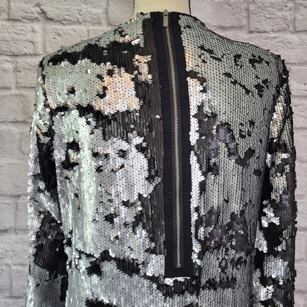 Elizabeth and James Revolve Danya black silver sequins 3/4 sleeve dress size XS - Picture 8 of 12